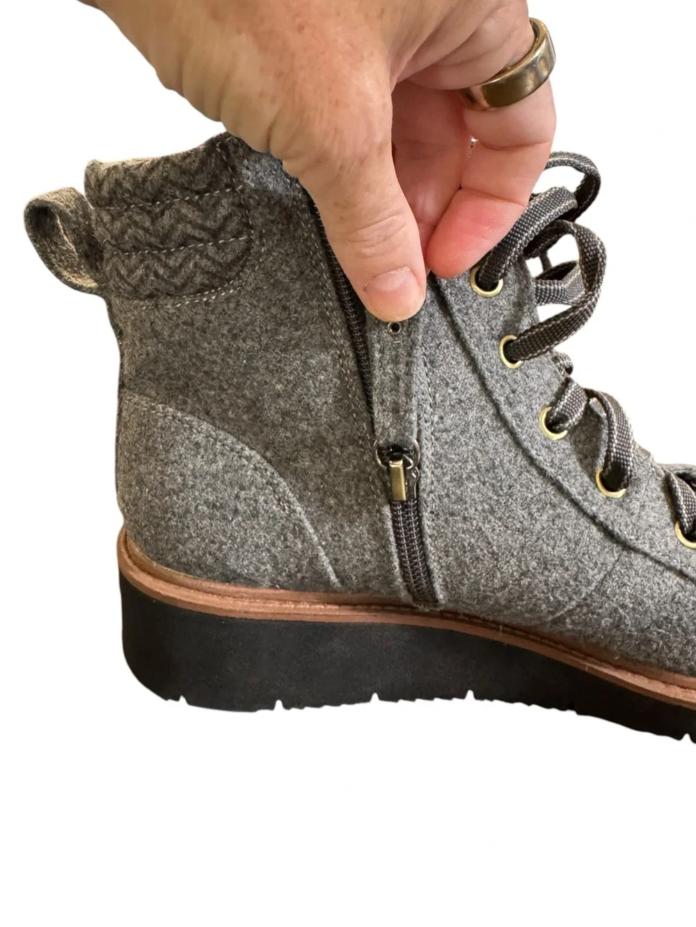 Dr. Scholl's Little Wild Gray Wool-Blend Lace-Up Ankle Boots, Women's 10M